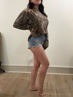 Women's Long Sleeve Camo Tee - Olive Brown